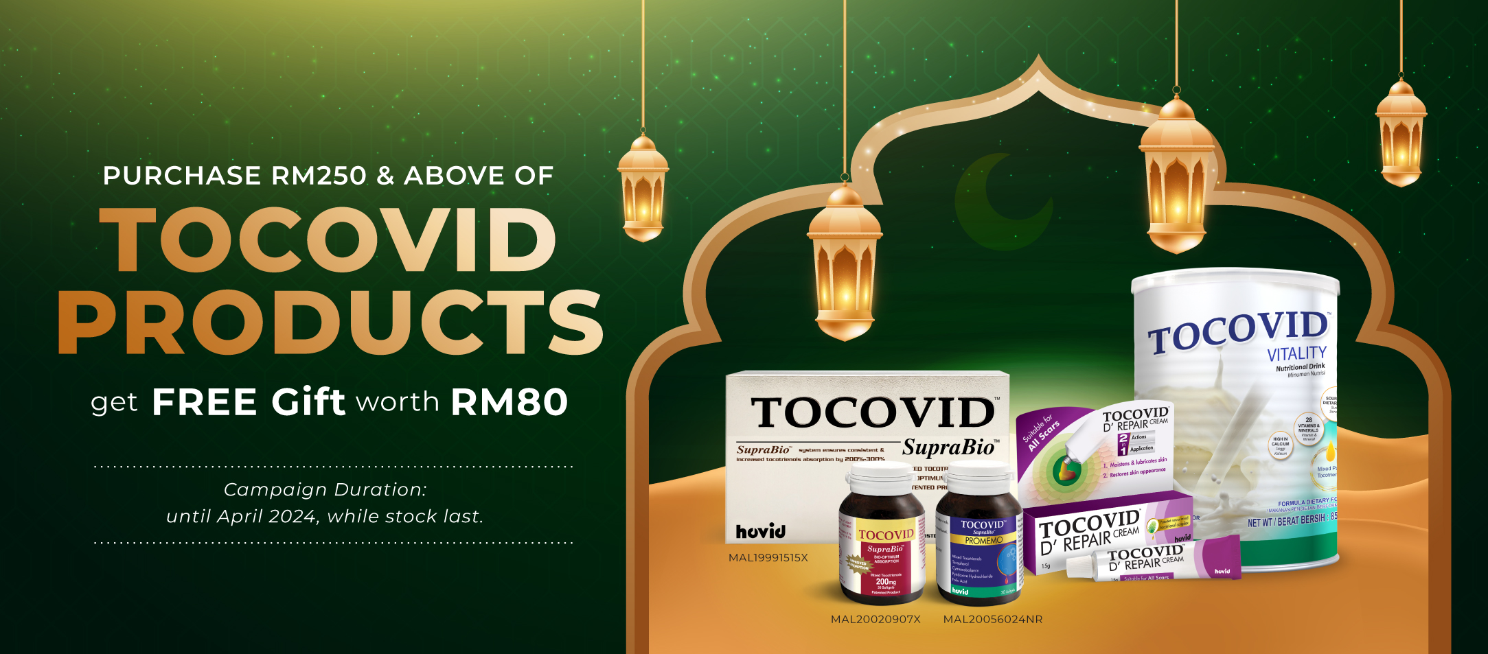 Free Tocovid Vitality 850g w puchase RM80